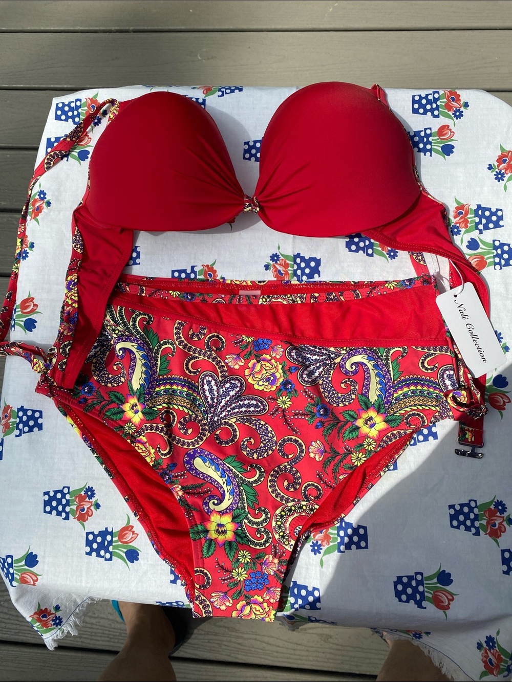 NWT Red Paisley Bikini Two-Piece Set XL